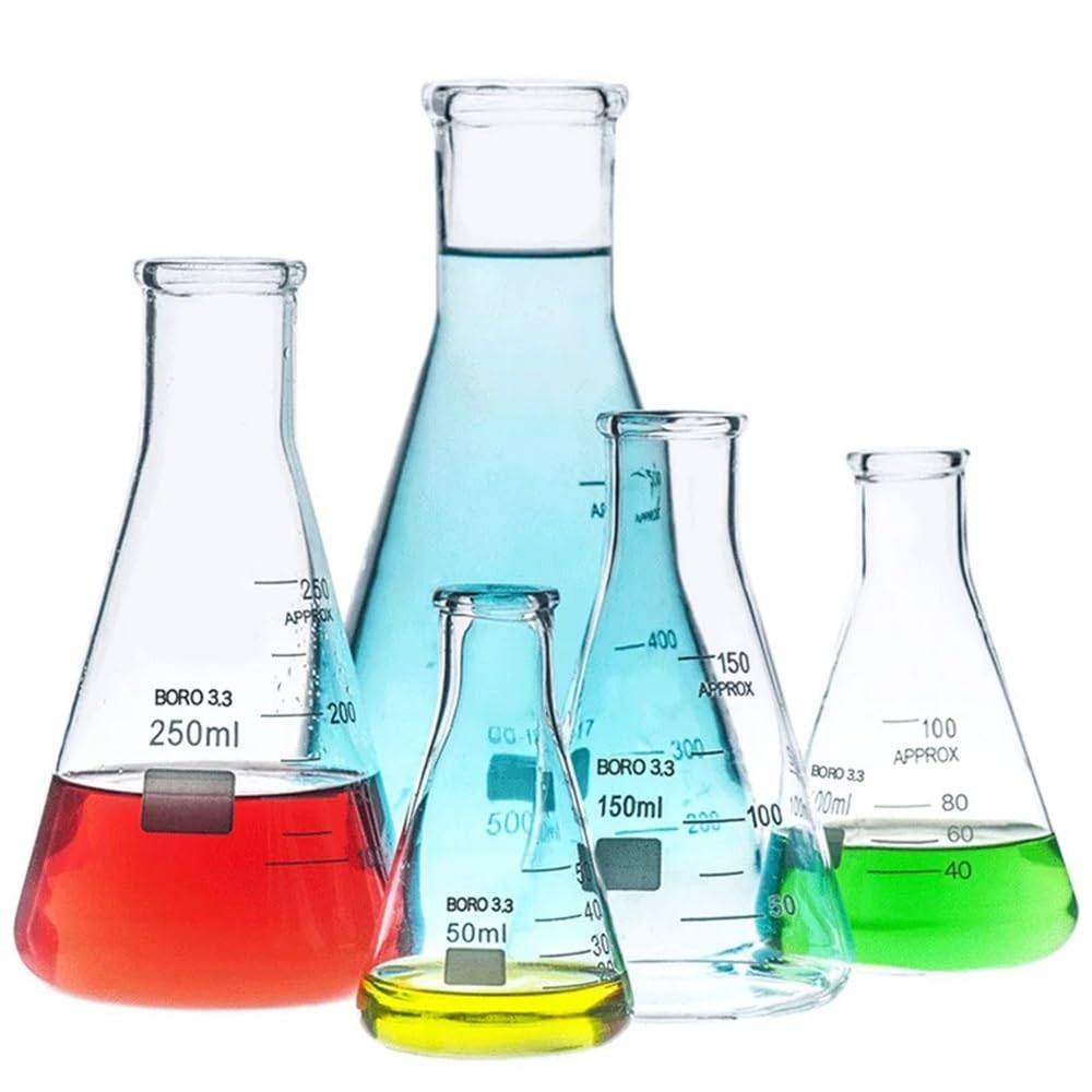 Laborausstattung und -bedarf Labor Großer Erlenmeyerkolben Glas 50ml-2000ml Erlenmeyerbecher