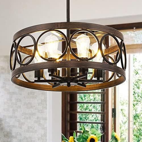 Guang Shuo 21.65" Light Fixture Ceiling Mount,6-Lights Semi Flush Mount Ceiling Light Fixture for Kitchen Hallway, Modern Industrial Farmhouse Chandelier Lighting for Dining Room Bedroom Foyer