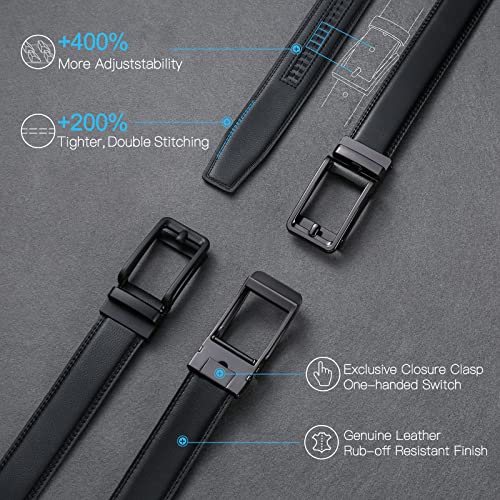 Sendefn Men's Leather Dress Casual Belt 1 3/8" Automatic Adjustable Click Buckle Belts With Gift Box(B-Coffee-72Qs) #TOP1