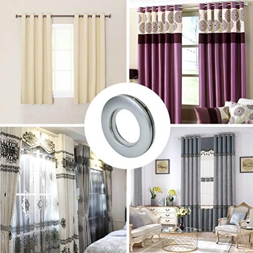 WCIC 48PCS Curtain Eyelet Rings Curtain Grommets Round Plastic Rings Clips Inner Diameter 40mm DIY Rings for Window Curtain, Shower Curtain, Locker Room Door Curtains Matte Silver