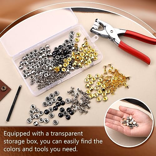 180 Sets 10mm Leather Rivets, 3 Colors Double Round Cap Leather Rivets by Kogyxe - Image 3