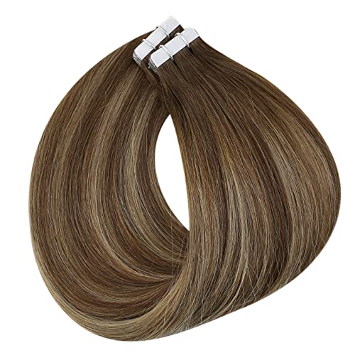 Miniatura 6 de Full Shine - Extensiones de cabello humano real con cinta adhesiva, de color negro, de 12 pulgadas, sin costuras y cortas, 20 unidades, 1.06 onzas