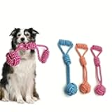Edgiyuo Durable Dog Rope Toy with Ball - 2 Pack for All Breeds | Chew and Tug Plaything in Random Colors