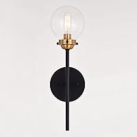 Vista 9 de VAXCEL Orbit 1 - Aplique de pared industrial MCM de latón y bronce aceitado claro globo de cristal transparente