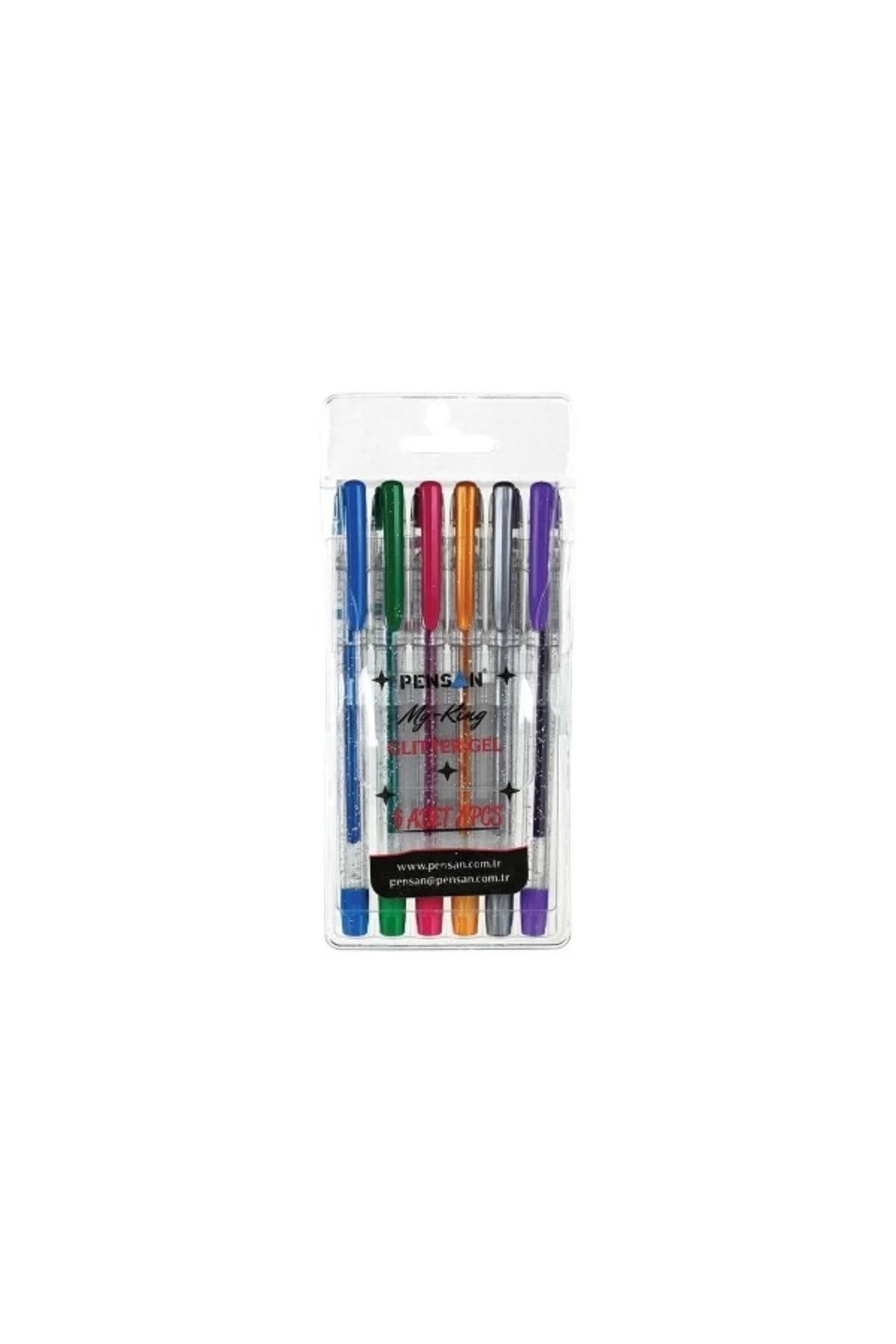 Pensan My-King Glitter Simli Jel Kalem 1.0 mm, 6 Adet, Karışık Renk
