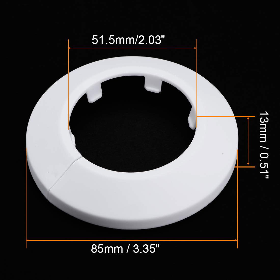 TOP-VIGOR 8pcs 51.5mm Pipe Cover Decoration, Click-in PP Plastic Escutcheon Pipe Collar for Water Pipe Drain Line - Image 2