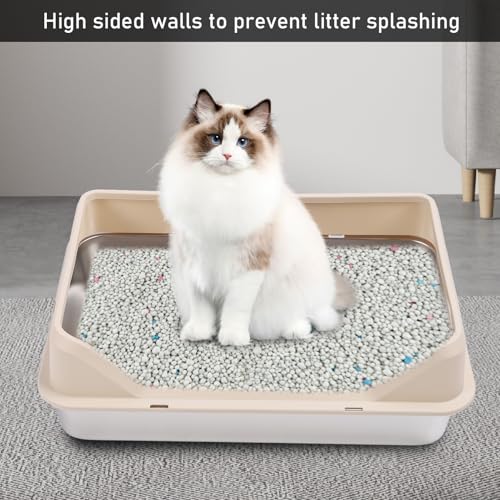 Caixa de Areia para Gatos Fechada de Aço Inoxidável Com Colher Caixa de Areia Extra Grande para Gato