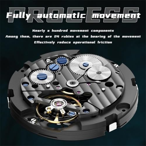 Image of OLEVS Men Automatic Watch Diamond Skeleton Mechanical Original Luxury Self Winding Moon Phase Calendar Waterproof Wrist Watch for Men