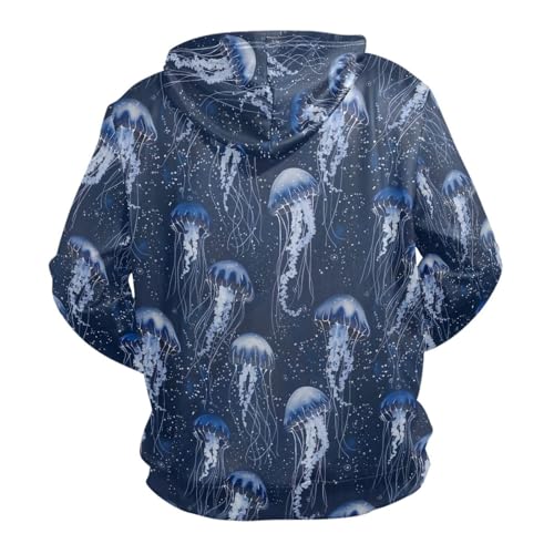 ALAZA Jellyfish Blue Men’s Hoodie Sweatshirt Casual Long Sleeves Soft Pullover with Pocket2