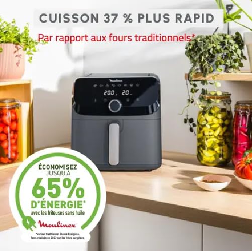 Moulinex Easy Fry Mega, Freidora de aire, capacidad extragrande 7,5 L, 8 programas preestablecidos, tamaño compacto, EZ855BF0