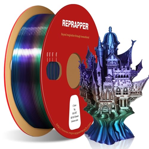 ⚡ RepRapper Universe Rainbow PLA Filament, Shiny Multicolor Silk PLA 1.75 mm Filament (+-0.03 mm), Sparkle Fast Change Multi-color1 kg 3D Printer Filament for 3D Printer