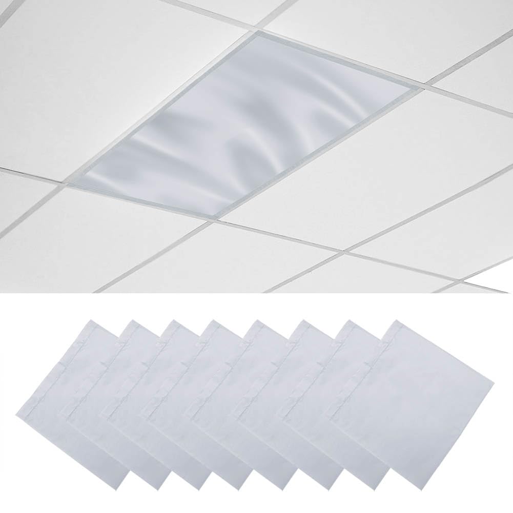 AKSIPO 8 Pcs Fluorescent Light Covers, 4 x 2 Feet Magnetic Grey Light Shades for Ceiling Lights, Office, Classroom, Home — image 1