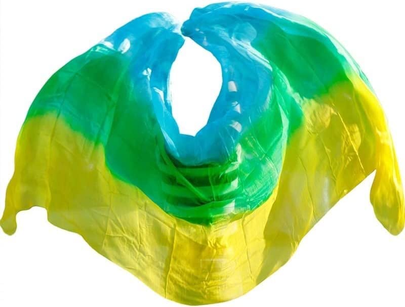 Fan tańca, welony taniec długie wentylatory, Jedwabny szal Jedwabne welony Dostosowane Ręcznie barwiony szalik Szal Jedwabne welony Taniec Stage Performance Rekwizyty Jedwabny welon Bellydance (Color