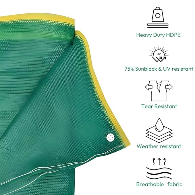 Image of Multipurpose Green Shade Net | UV-Stabilized Agro & Garden Net | Blocks 75% Sunlight (5 ft X 15 ft)