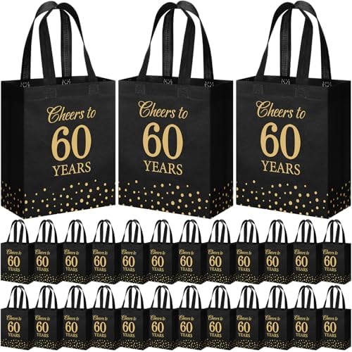 Supervitae 24 Cheers to 60 Years Gift Party Bags Medium Black and...