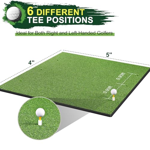 LIBERRWAY Thicken Golf Mat, 5x4ft Practice Turf - Outdoor/Indoor Golf Training Aid with 9 Balls