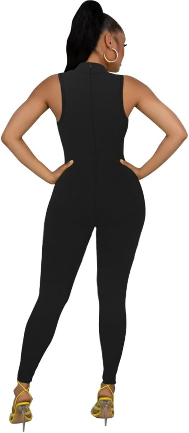 Womens Sexy Sleeveless One Piece Jumpsuits Cutout Bodycon High Waisted Club Outfits Catsuits - Image 6