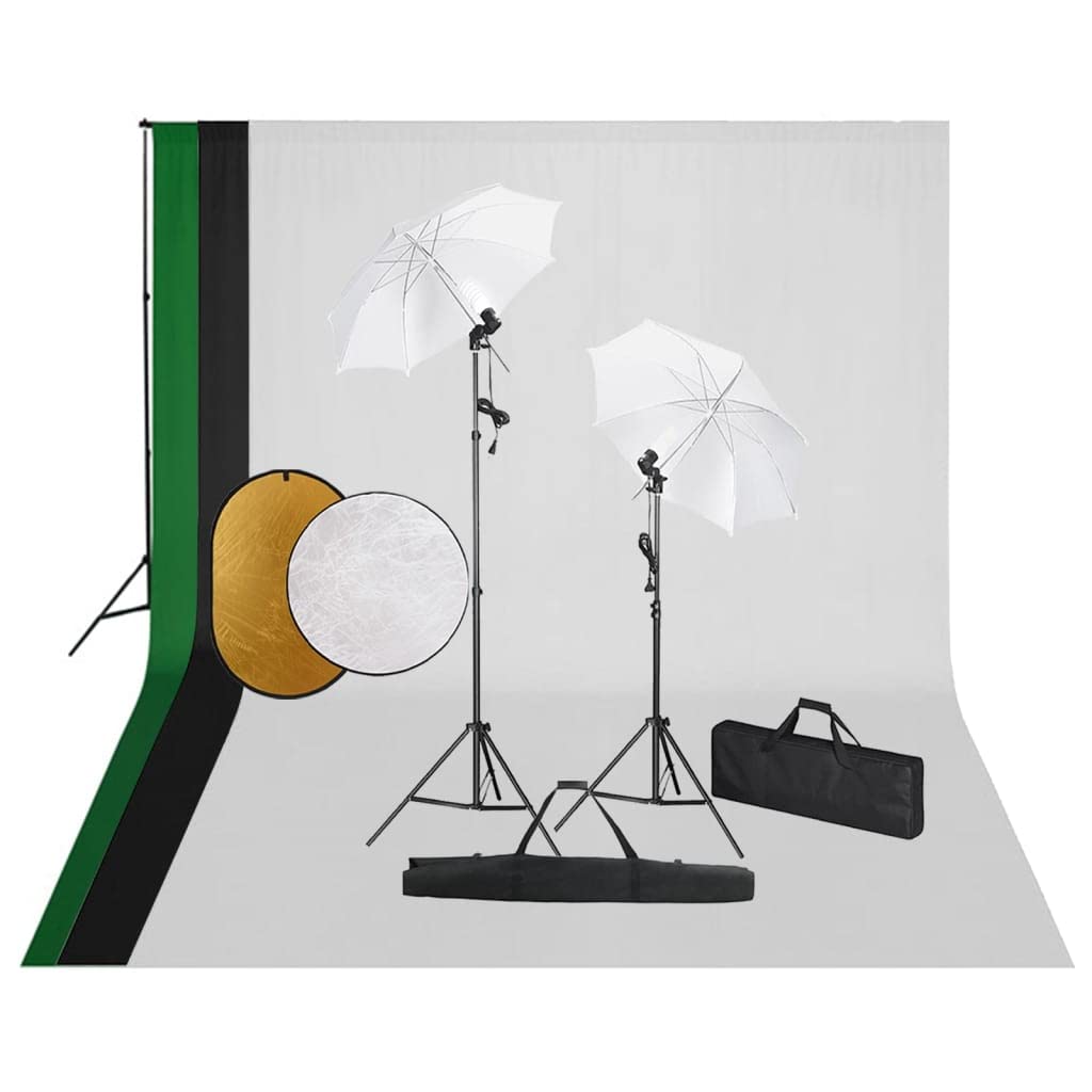Kit de estudio fotográfico con luces telescópicas, 3 fondos de algodón, reflector 5 en 1, 2 pantallas de luz suave, trípode de aluminio, ideal para fotografía, vídeo, retrato