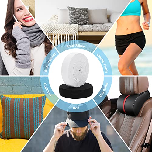 2Pcs Sewing Elastic Band 5 Yards 3/4 Inch Knit Double-Side Elastic Spool Heavy Stretch High Elasticity Strap Material For Sewing Crafts Diy Pants（Black、White） #TOP3