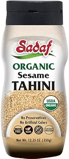 Sadaf Organic Sesame Tahini in Squeeze Bottle - Organic Tahini Pure Sesame Paste - Tahini paste for Hummus, Baba Ghanoush and Dressings - 350 grams