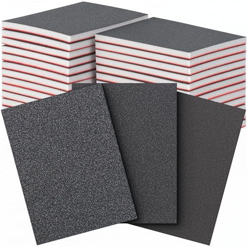 EffektWerk - Papel de Lija - 20 Esponjas de Lijado en Húmedo/Seco - con Espuma, Almohadillas Abrasivas de Varios Granos - Reparación de Pintura Automotriz, Pulido de Metal, Carpintería