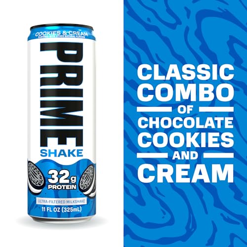 Image of PRIME Shakes, Cookies & Cream, 32g Protein Shake for Muscle Support & Recovery, Ultra-Filtered Milk, Lactose Free, Low Sugar, Low Calorie, Ready to Drink, 11 fl oz, 12 Pack