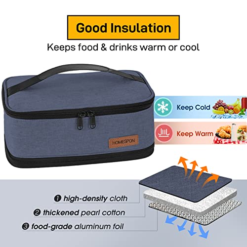 HOMESPON Expandable Lunch Bag for Men Women Insulated Lunch Box Holder with Handle for Picnics Work Travel (Blue) by buringer - Used condition - Image 5