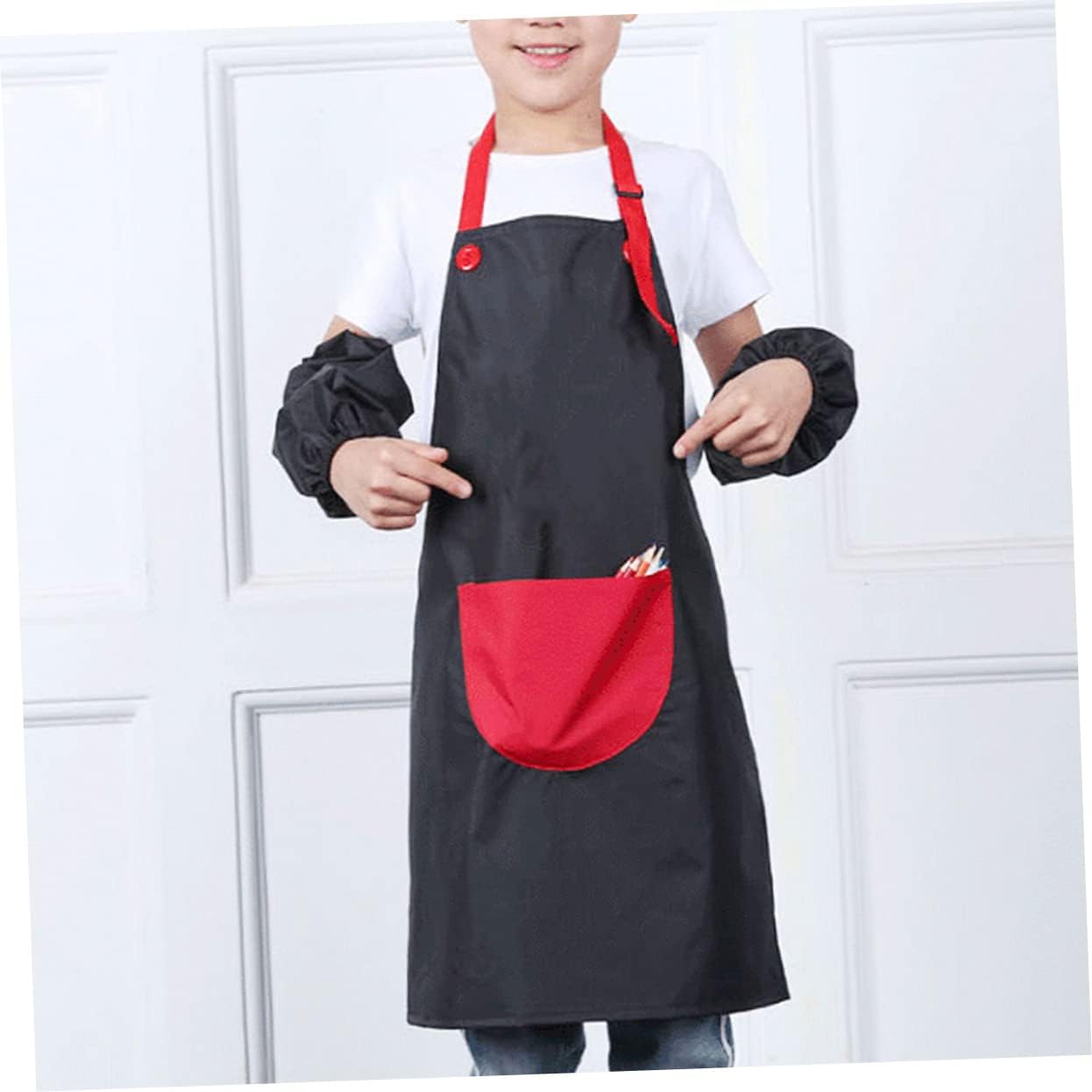 PRETYZOOM Kids Waterproof Painting Apron with Pocket Adjustable Art Smock for Boys and Girls Sturdy Child Apron for Painting and Cooking