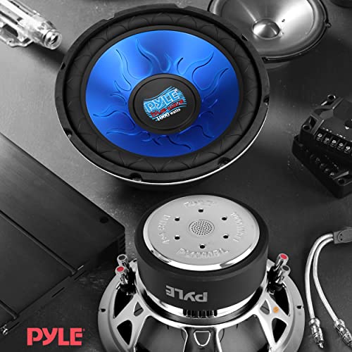 Pyle Car Vehicle Subwoofer Audio Speaker - 10 Inch Blue Injection Molded Cone, Blue Chrome-Plated Steel Basket, Dual Voice Coil 4 Ohm Impedance, 1000W Power, For Vehicle Stereo Sound System- Pl1090Bl #TOP5