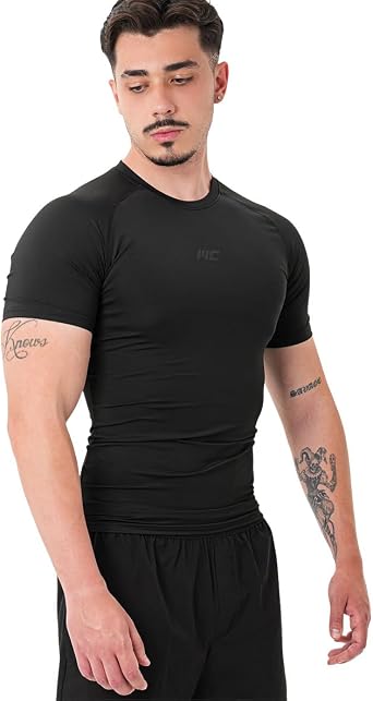 MuscleCloth Tech K sa Kollu T-Shirt Siyah