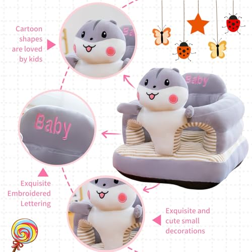 Image of Baby Support Seat, Cute Baby Sofa Chair for Sitting Up, Comfy Plush Infant Seats (Hamster,W17.5 x H17.5)
