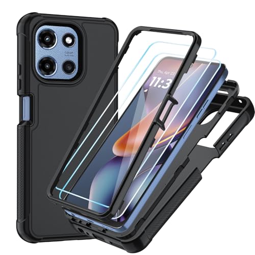 Suncasetor for Moto G 5G 2026 Case/Moto G Play 2026 Case with HD Screen Protector, Military-Grade Drop, Shockproof Phone Cover for Moto G 5G 2025(Black/Black)