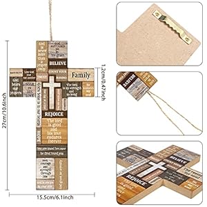 Jetec Cross Wall Decor Christian Wooden Cross Religious Faith Biblical Verse Wall or Table Sign for Home Easter Christmas Farmhouse Home Hanging Decorations Indoor Outdoor106 x 61 Inch
