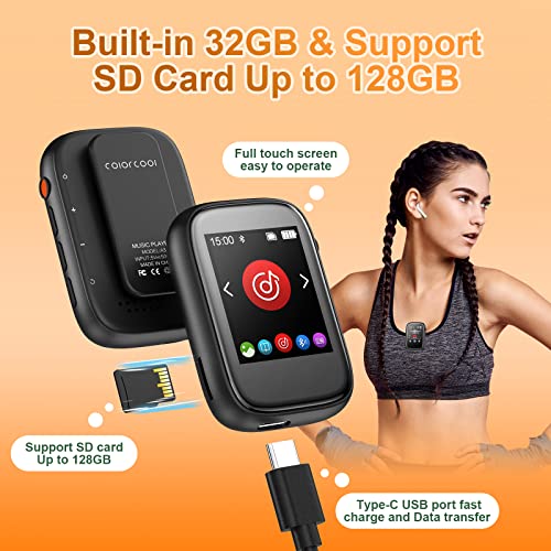 32Gb Mp3 Player With Clip,Portable Mp3 Mp4 Music Player With Bluetooth 5.0 Good For Sports Support Pedometer Fm Radio Voice Record Built-In Micro Sd Card Slot And Hd Speaker Earphone Included #TOP5