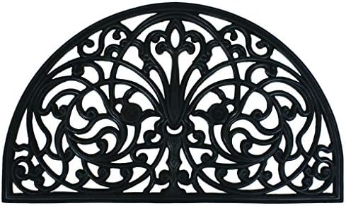 Dandy by William Armes, Wrought Iron Effect 1/2 Half Moon Rubber Door Mat Heavy Duty Non Slip, Black, 75 x 45