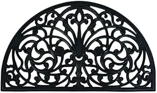 Dandy by William Armes, Wrought Iron Effect 1/2 Half Moon Rubber Door Mat Heavy Duty Non Slip, Black, 75 x 45