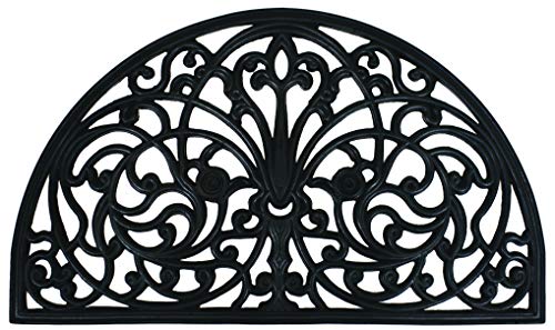 Dandy by William Armes, Wrought Iron Effect 1/2 Half Moon Rubber Door Mat Heavy Duty Non Slip, Black, 75 x 45