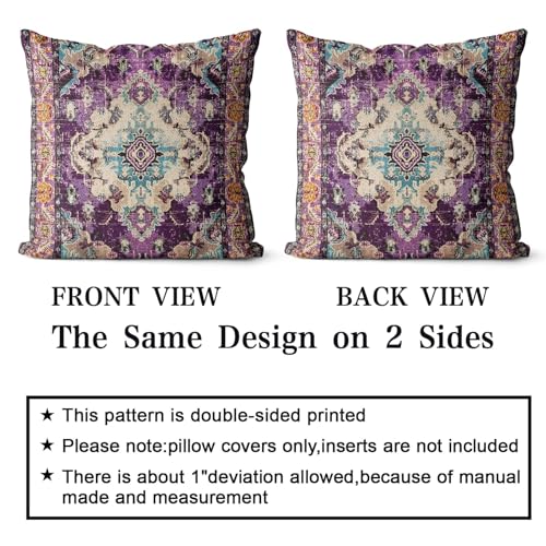 Snylcce Set of 2 Bohemian Style Cushion Covers 65x65 cm Decorative Square Throw Pillow Covers 65x65 CM Sofa Car Pillowcase for Outdoor Home Bed Living Room Couch Decor (Purple) - Image 2
