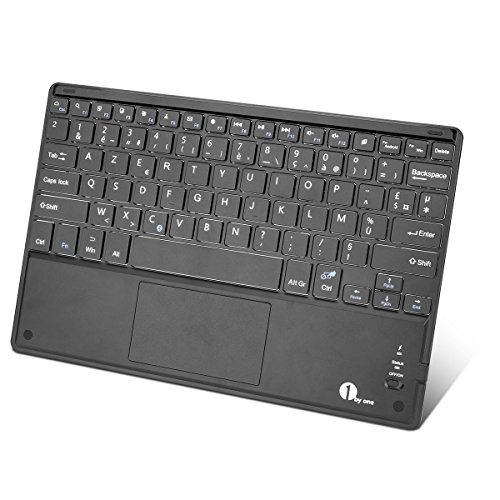 1 by One DIAFIELD Clavier AZERTY Bluetooth avec Un Ecran Tactile, Ultra Mince, Pavé Tactile pour iPad, Galaxy Tab, iPhone, Huawei, Samsung, OnePlus et Autres Android Téléphones