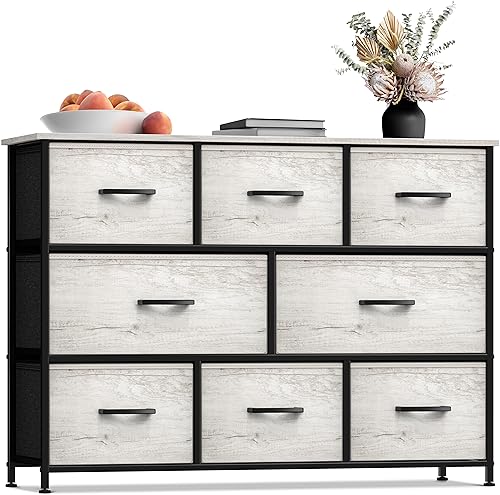 Sorbus Wide 8-Drawer Dresser, Wood Top & Fabric Drawers (Greige) - image 1