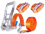 2 Stück Spanngurt 5000 dan kg 6m Gurtbreite 50 mm zweiteilig / Gurt und Ratsche / Griff aus Metall / kein Plastik. Längere Haltbarkeit