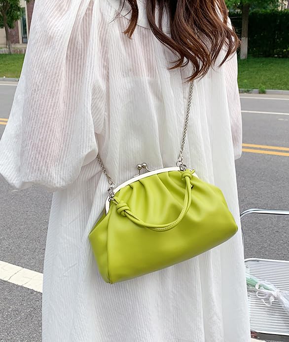 Clutch Purse for Women Soft Pleated PU Tote Shoulder Bag Formal Wedding Clutch Crossbody Handbag Kiss Lock Underarm Purse2