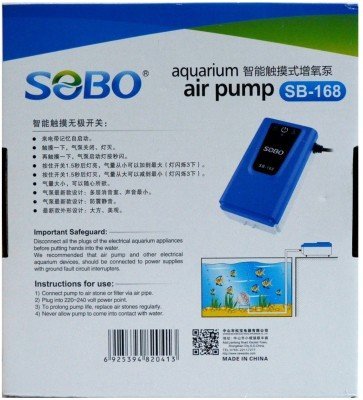 Back of SOBO SB-168 packaging box showing safety warnings and instructions