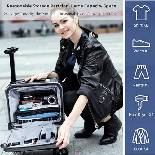 20 Inch Electric Travel Suitcase, Mini Smart Electric Ride-On Luggage, 100Kg Load, for Adults/Teens,Black3