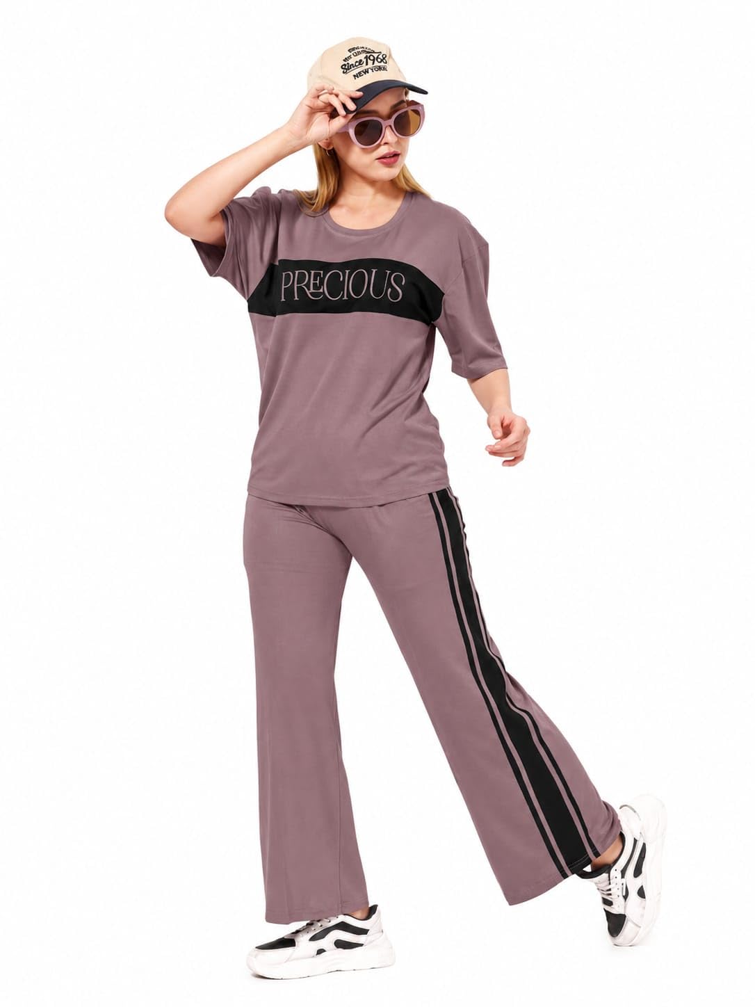 Womens Oversized T-Shirt with flarred Palazzo Pant Set | Tencel Co-ord Set | Comfortable Pyjama Set-picture-53
