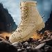 QUNLON Men's Tactical Military Boots Side Zipper Lightweight 8'' Army Combat Motorcycle Boots for Duty Work Sand-10.5US