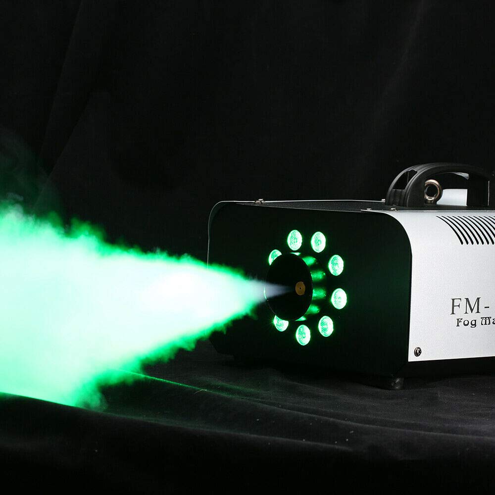 Machine à fumée, à effets, machine à fumée, 1500 W, avec télécommande, effets d'éclairage de scène, lampe LED DMX RVB, 53,5 x 31,5 x 25,5 cm