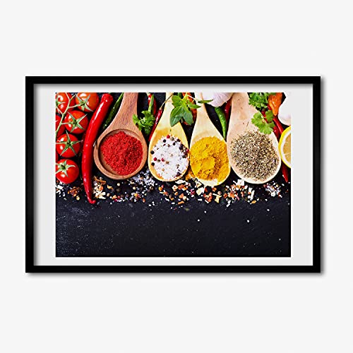 Peinture 60x40 cm Mélange D'épices Tulup et son Cadre en Bois MDF Éléments Décoration Premium