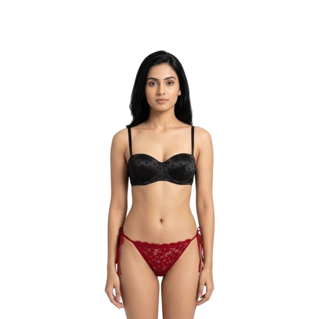 yuvivayrox Lace G String Thongs for Women Sexy Low Rise Underwear Breathable T Back Satin Bikini Panties for Women Pack of 1 (Maroon)-picture-42