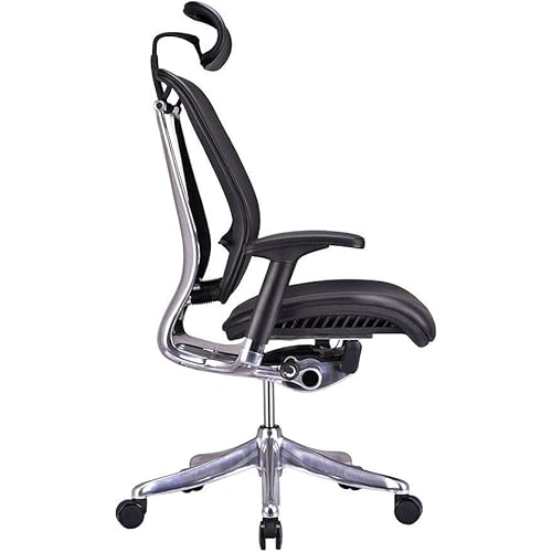 Gm Seating Enklave Genuine Leather Ergonomic Office Chair - Lumbar Support, Modern Executive Chair For Home & Office - Comfortable Desk Chair With Headrest & Seat Slider, 4D Adjustable Armrest – Black #TOP1